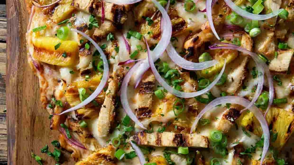 Receta de Pizza hawaiana de pollo a la parrilla