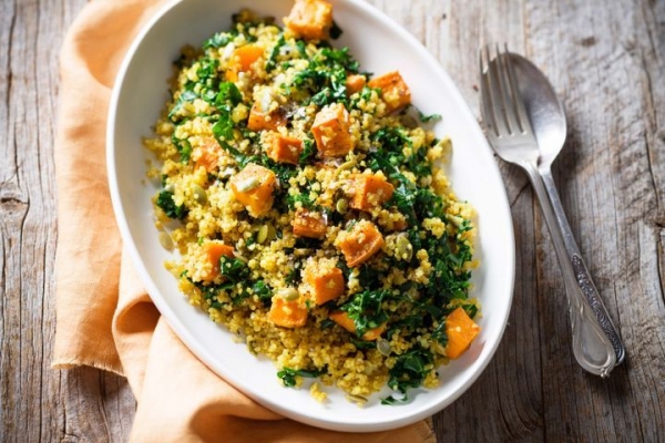 risotto de quinoa con calabaza asada