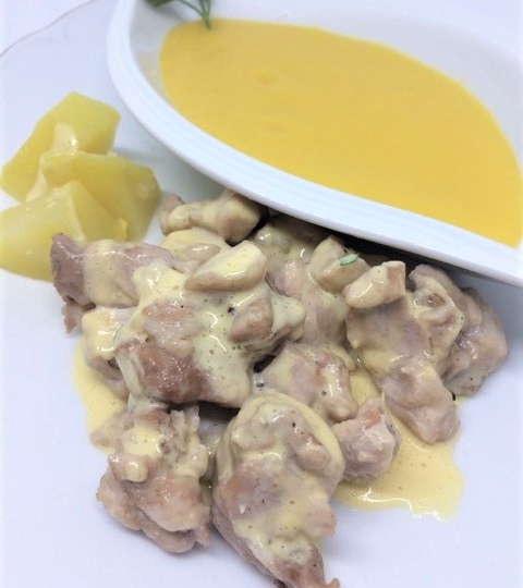 Receta de Crema de verduras y pollo con salsa suprema
